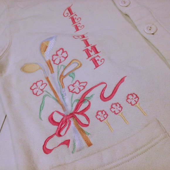 Vtg 80s Bee Wear USA Sporty Tee Time Golf Novelty Cardigan Shacket -L Pockets - Picture 4 of 10